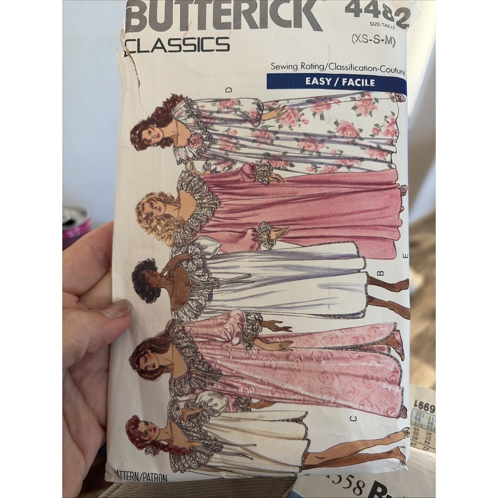 Vintage 1989 Butterick 4482 Nightgown Caftan Sewing Pattern Cut Size Medium